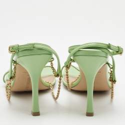 Bottega Veneta Green Leather Chain Strap Sandals Size 40