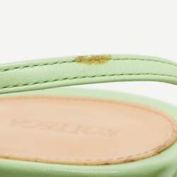Pre Owned Bottega Veneta Green Leather Chain Ankle Strap Sandals Size 39