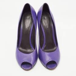 Bottega Veneta Purple Suede Peep Toe Pumps Size 39.5