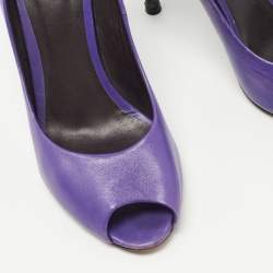 Bottega Veneta Purple Suede Peep Toe Pumps Size 39.5
