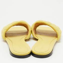 Bottega Veneta Yellow Quilted Leather Lido Flat Slides Size 40.5