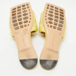 Bottega Veneta Yellow Quilted Leather Lido Flat Slides Size 40.5