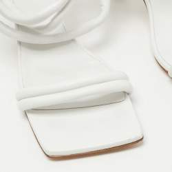 Pre Owned Bottega Veneta White Quilted Leather Ankle Strap Sandals Size 36