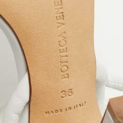 Pre Owned Bottega Veneta White Quilted Leather Ankle Strap Sandals Size 36