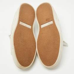 Pre Owned Bottega Veneta White Intrecciato Leather Low Top Sneakers Size 36