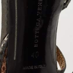 Bottega Veneta Metallic Snakeskin Leather Strappy Slingback Sandals Size 40