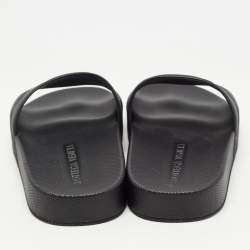 Pre Owned Bottega Veneta Black Quilted Rubber Pool Slides Size 38