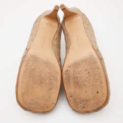 مملوكة مسبقًا Bottega Veneta Light Brown Intrecciato Leather Mules Size 40