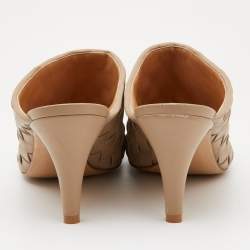 مملوكة مسبقًا Bottega Veneta Light Brown Intrecciato Leather Mules Size 40