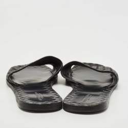 Pre Owned Bottega Veneta Black Intrecciato Leather Flat Slides Size 39