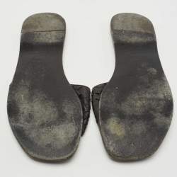 Pre Owned Bottega Veneta Black Intrecciato Leather Flat Slides Size 39