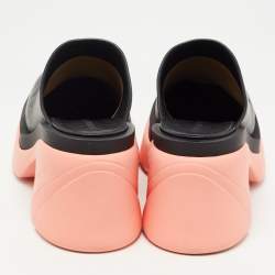 Pre Owned Bottega Veneta Black/ Pink Leather Flash Mules Size 38
