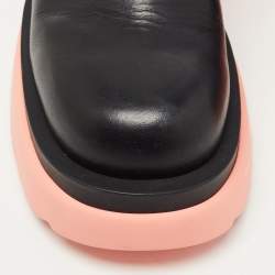 Pre Owned Bottega Veneta Black/ Pink Leather Flash Mules Size 38