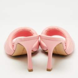 Pre Owned Bottega Veneta Pink Quilted Leather Lido Slide Sandals Size 37