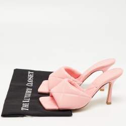 Pre Owned Bottega Veneta Pink Quilted Leather Lido Slide Sandals Size 37