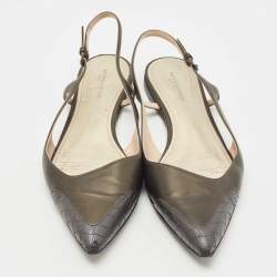 مملوكة مسبقًا Bottega Veneta Two Tone Leather Slingback Flats Size 40