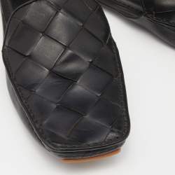 Pre Owned Bottega Veneta Black Leather Flat Mules Size 40