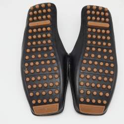 Pre Owned Bottega Veneta Black Leather Flat Mules Size 40