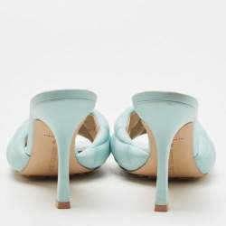 مملوكة مسبقًا Bottega Veneta Blue Quilted Leather Lido Slide Sandals Size 39