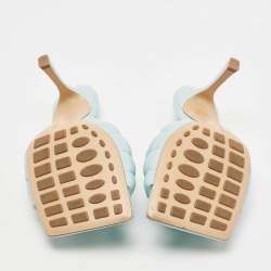 مملوكة مسبقًا Bottega Veneta Blue Quilted Leather Lido Slide Sandals Size 39