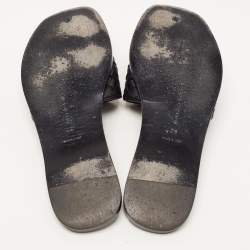 Pre Owned Bottega Veneta Black Leather Intrecciato Flat Slides Size 36
