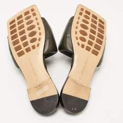 Pre Owned Bottega Veneta Olive Quilted Leather Lido Flat Slides Size 37