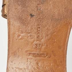 Pre Owned Bottega Veneta Metallic Intrecciato Leather Flat Slides Size 37