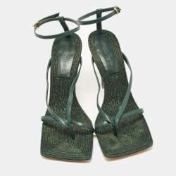 مملوكة مسبقًا Bottega Veneta Green Leather Stretch Ankle Strap Sandals Size 39