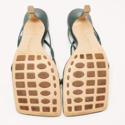 مملوكة مسبقًا Bottega Veneta Green Leather Stretch Ankle Strap Sandals Size 39
