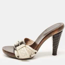 Pre Owned Bottega Veneta White Intrecciato Clog Sandals Size 37.5