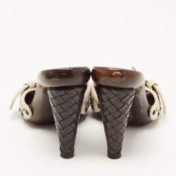 Pre Owned Bottega Veneta White Intrecciato Clog Sandals Size 37.5