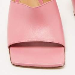 Bottega Veneta Pink Leather Stretch Square Toe Flat Slides Size 39 