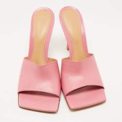 Bottega Veneta Pink Leather Stretch Square Toe Flat Slides Size 39 