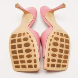 Bottega Veneta Pink Leather Stretch Square Toe Flat Slides Size 39 