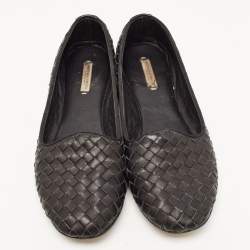 Pre Owned Bottega Veneta Black Intrecciato Leather Smoking Slippers Size 37 