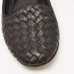 Pre Owned Bottega Veneta Black Intrecciato Leather Smoking Slippers Size 37 