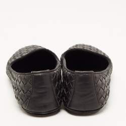 Pre Owned Bottega Veneta Black Intrecciato Leather Smoking Slippers Size 37 
