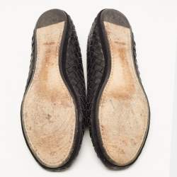 Pre Owned Bottega Veneta Black Intrecciato Leather Smoking Slippers Size 37 