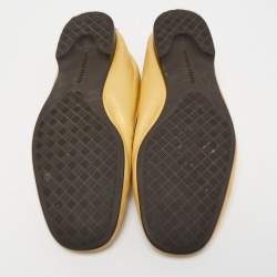 Pre Owned Bottega Veneta Yellow Intrecciato Leather Slip on Loafers Size 35
