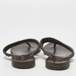 Pre Owned Bottega Veneta Brown Woven Leather Intrecciato Thong  Flat Sandals Size 36