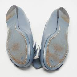 Pre Owned Bottega Veneta Blue Leather Bow Ballet Flats Size 36