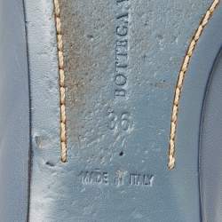 Pre Owned Bottega Veneta Blue Leather Bow Ballet Flats Size 36