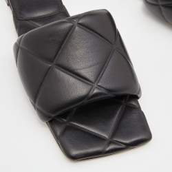 Bottega Veneta Black Quilted Leather Lido Flat Slides Size 40