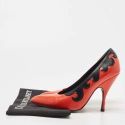 Bottega Veneta Orange/Black Leather Pumps Size 38