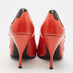 Bottega Veneta Orange/Black Leather Pumps Size 38