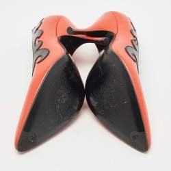 Bottega Veneta Orange/Black Leather Pumps Size 38
