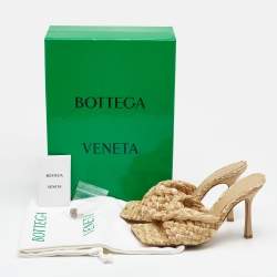 مملوكة مسبقًا Bottega Veneta Beige Raffia Lido Slide Sandals Size 38