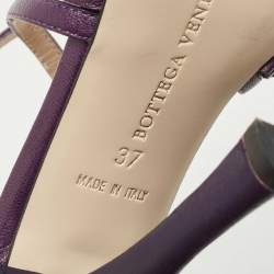 Pre Owned Bottega Veneta Purple Leather Textured Cross Strap Pumps Size 37