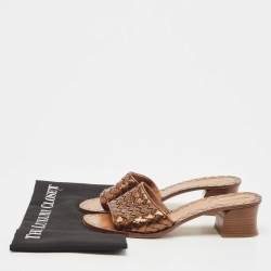 مملوكة مسبقًا Bottega Veneta Metallic Leather Ravello Sandals Size 39