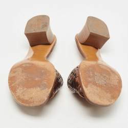 مملوكة مسبقًا Bottega Veneta Metallic Leather Ravello Sandals Size 39